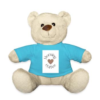 Morning Coffee Typography Logo for Coffee Lovers - Teddy Bear - atoll blue - Front