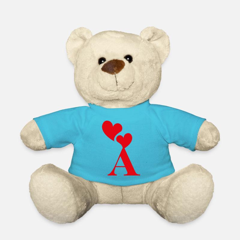 Red Heart Letter - Teddy Bear - atoll blue