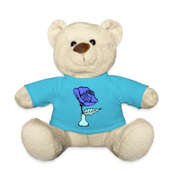 Schöne Rose Vase Blüte Blatt Röschen Romantisch - Teddy - Atollblau - Vorne