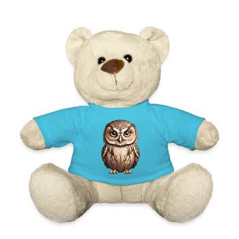 Young brown owl - Teddy Bear - atoll blue - Front