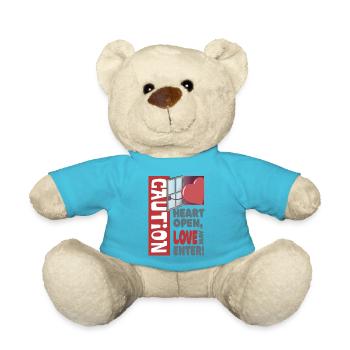 Heart open, love may enter (Valentine's Day) - Teddy Bear - atoll blue - Front