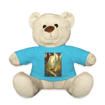 Fuchs im Wald Grün Märchen - Teddy - Atollblau - Vorne