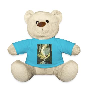 Hirsch im Wald Grün - Teddy - Atollblau - Vorne