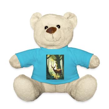 Hirsch im Wald Grün - Teddy - Atollblau - Vorne