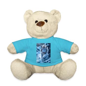 Weisser Tiger läuft durch Bachlauf - Teddy - Atollblau - Vorne