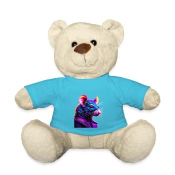 Neon Rat in Leather Jacket - Teddy Bear - atoll blue - Front