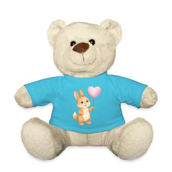 Lapin câlin avec ballon en forme de cœur - Nounours - bleu outremer - Devant