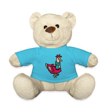 Chicken Hen Crazy Chicken - Teddy Bear - atoll blue - Front