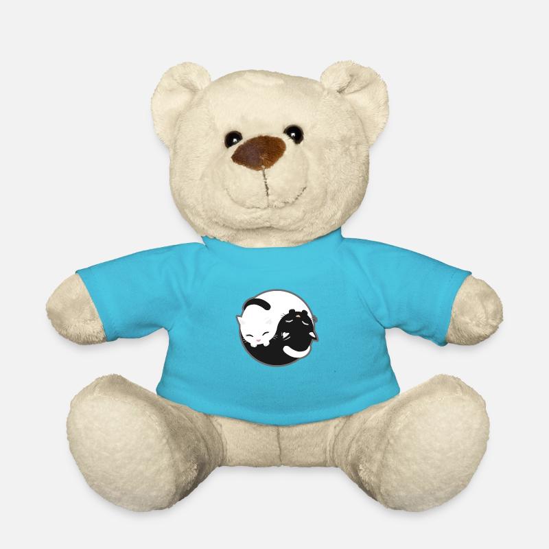 Katze - Yin Yang Katzen Schwarz und Weiß Geschenk - Teddy - Atollblau