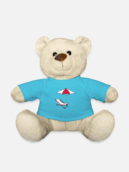 umbrella parasol deckchair beach chair holiday - Teddy Bear - atoll blue