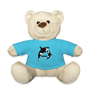 Mama Orca mit Cub, Ozean Tier, Mutter - Teddy - Atollblau - Vorne