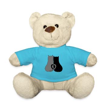 2 heart cat - Teddy Bear - atoll blue - Front