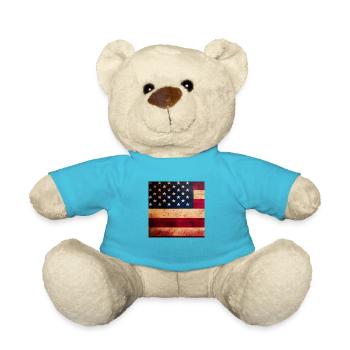 American flag logo - Teddy Bear - atoll blue - Front