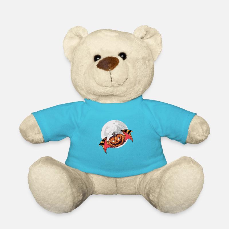 Kürbis fliegend im Mond Schein Halloween - Teddy - Atollblau