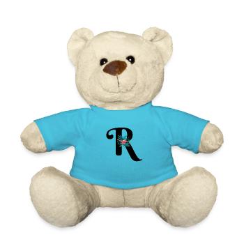 letter R flowered - Teddy Bear - atoll blue - Front