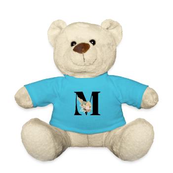 lettre M fleuris - Nounours - bleu outremer - Devant