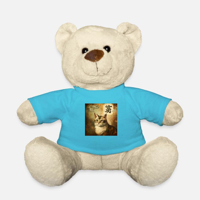 Chat avec caractères chinois, Baroque 2 - Nounours - bleu outremer