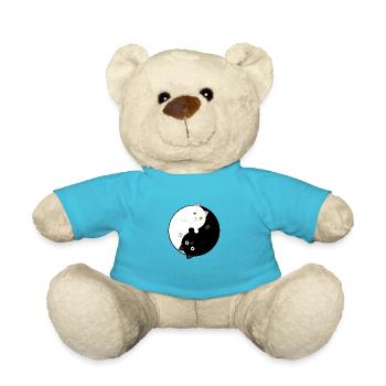 Schwarz-weiße Yin Yang Katzen - Teddy - Atollblau - Vorne