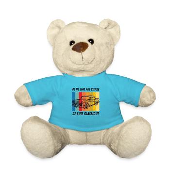 Design T shirt voiture ancienne, voiture classique - Nounours - bleu outremer - Devant