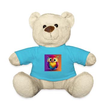 Buntes süßes Eulen-T-Shirt - Teddy - Atollblau - Vorne