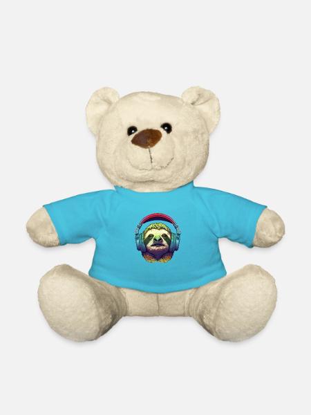 Cooles Faultier mit Kopfhörern hört Musik - Teddy - Atollblau