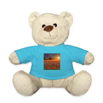 Sunset at the Vast Field of Orange Flowers - Teddy Bear - atoll blue - Front