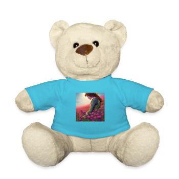 Une femme parmi les fleurs roses - Nounours - bleu outremer - Devant