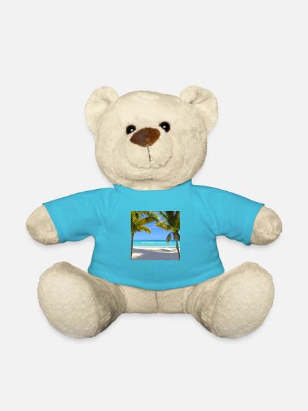 Palm trees on a quiet beach - Teddy Bear - atoll blue