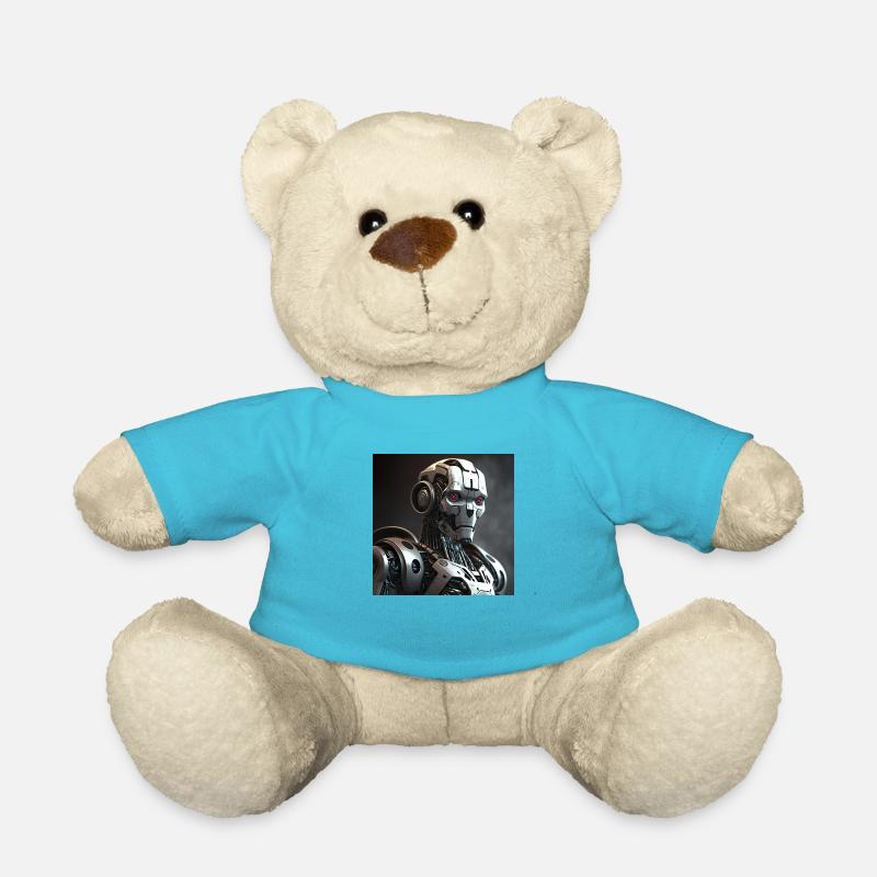 Red-eyed cyborg robot - Teddy Bear - atoll blue