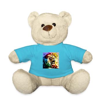 Lion Playing Abstract - Teddy Bear - atoll blue - Front