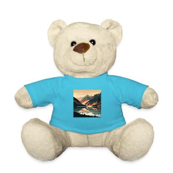Minimalistische Berglandschaft mit See - Teddy - Atollblau - Vorne