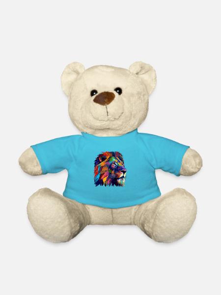 Löwenkopf Ölgemälde Geschenk - Teddy - Atollblau