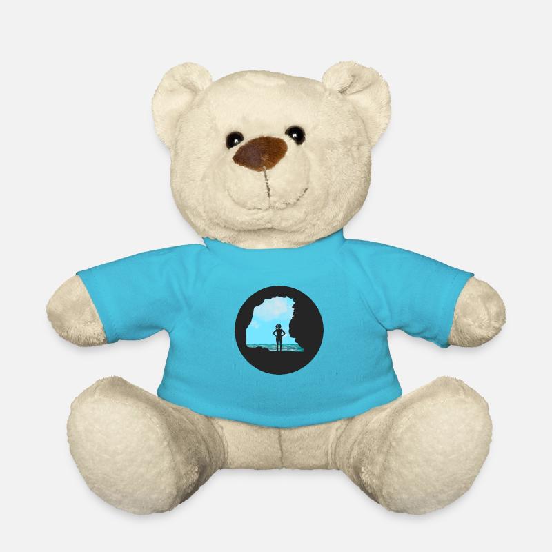 Bouldern \ Klettern - Frau vor Felsen - Teddy - Atollblau