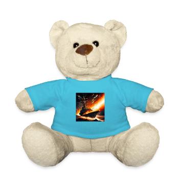Battle ship in space volcano - Teddy Bear - atoll blue - Front