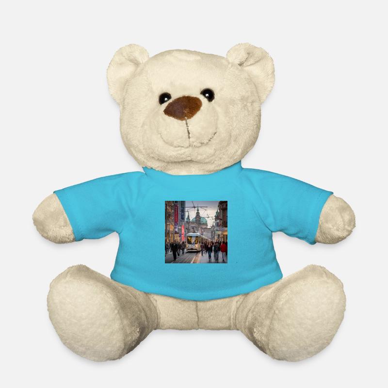 Straße mit Straßenbahn - Teddy - Atollblau