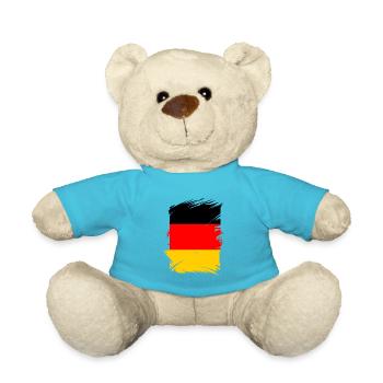 Deutschland Flagge Deutsche Fahne Used Look Heimat - Teddy - Atollblau - Vorne