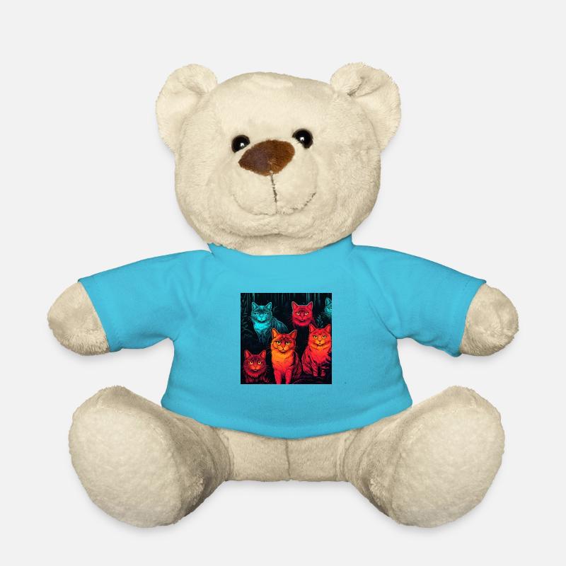 Neon-Katzenmuster im Neon-Stil - Teddy - Atollblau