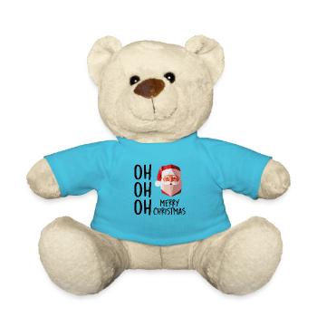 Weihnachtsmann Low Poly / Frohe Weihnachten - Teddy - Atollblau - Vorne