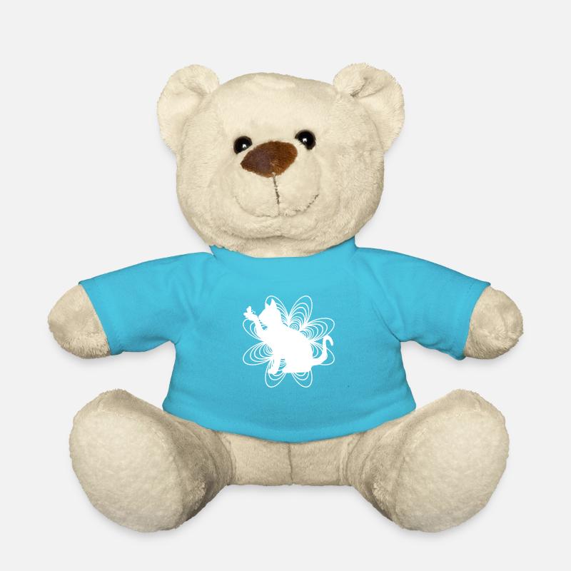 Cat White - Teddy Bear - atoll blue