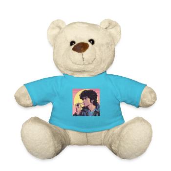 80er Jahre Anime Typ beruhigender hochwertiger Modedruck - Teddy - Atollblau - Vorne