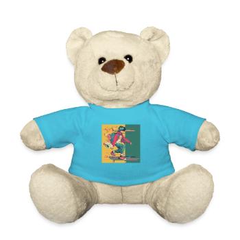 80er Jahre Anime Typ beruhigender hochwertiger Modedruck - Teddy - Atollblau - Vorne