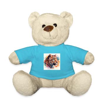 Leopard im Aquarell - Teddy - Atollblau - Vorne