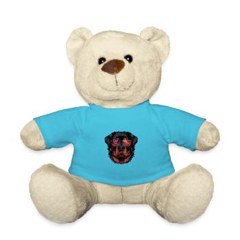 Rottweiler with American Sunglasses - Teddy Bear - atoll blue - Front