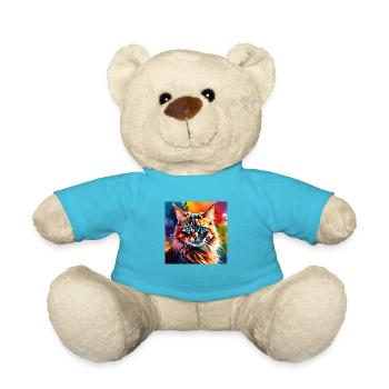 Katze farbig 1 - Teddy - Atollblau - Vorne