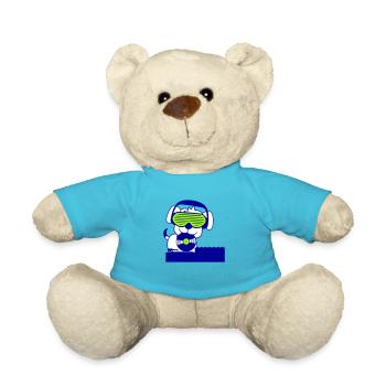Cooler DJ Hund Haustier Schallplatte Party Musik - Teddy - Atollblau - Vorne