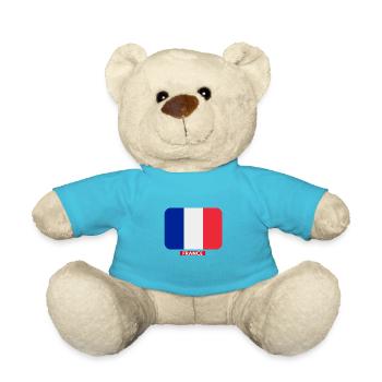 FRANKREICH Flagge und Emblem von Frankreich. Ertragen - Teddy - Atollblau - Vorne