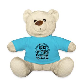 2013 November Original 11 Year Anniversary Gift - Teddy Bear - atoll blue - Front