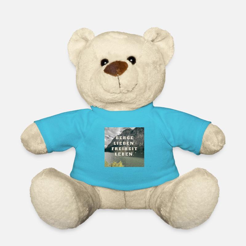 Berge lieben - Freiheit leben - Teddy - Atollblau