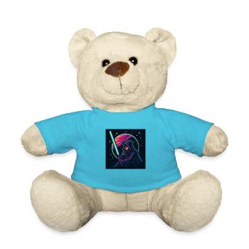 T-shirt with a neon knight on the background of space - Teddy Bear - atoll blue - Front