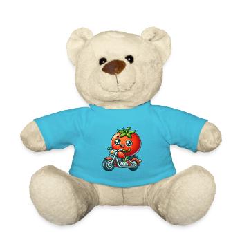 Funny Tomato Riding On Motorcycle - Teddy Bear - atoll blue - Front